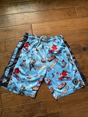Flow Society Light Blue Athletic Shorts with Black Waistband
